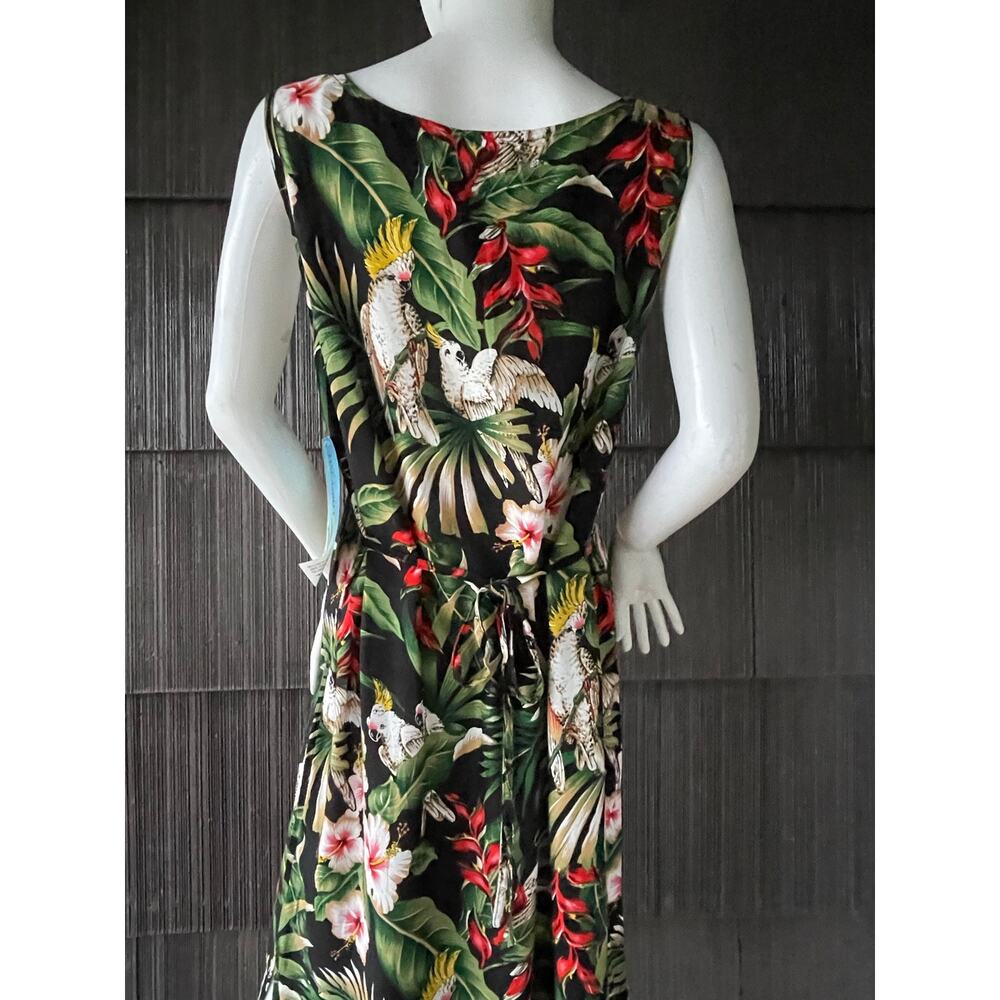 🔥NWT Jane Ashley Vibrant Cockatoo Hibiscus Tropical Hawaiian Resort Sundress S - Picture 7 of 13